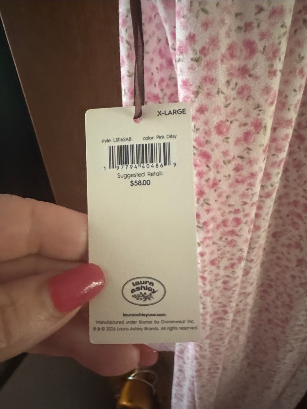 Laura Ashley Pink Floral Ruffle-Trim Pajama Set - Picture 5 of 5